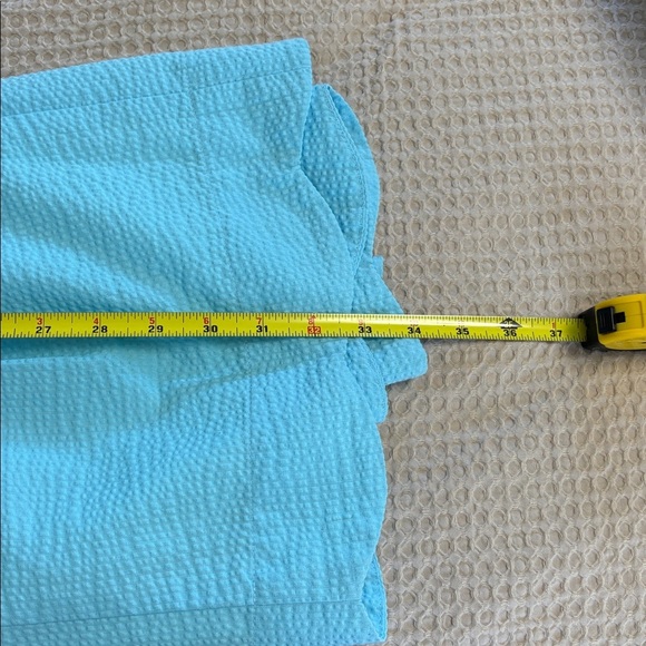 Lauren James Solid Seersucker Light Blue Landry Dress Open back size medium - Picture 7 of 8